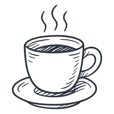 coffee cup icon hand drawn style sticker