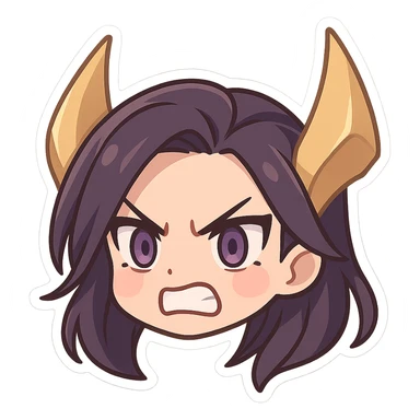 Kaisa from League of Legends, angry chibi emote, only head, alternate expression 3 sticker