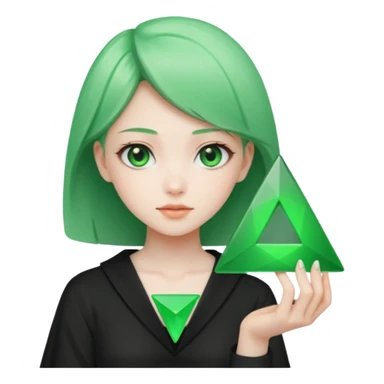 anime girl holding green triangle sticker