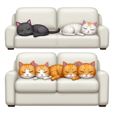 Cuatro gatos durmiendo en un sofá  sticker