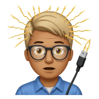 Man being zapped after plugging internet cable into his nose sticker