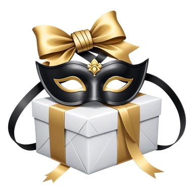 Gift wrapped with black rope and venetian mask sticker