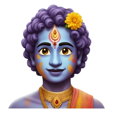 Krishna in holi with gulal on his face sticker
