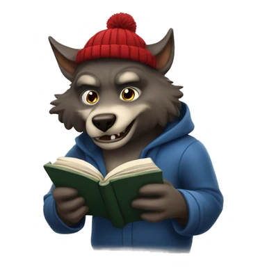 nice werewolf with a beanie reading a book  sticker