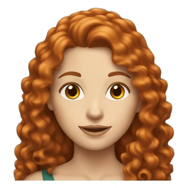 white woman with long reddish brown curly hair sticker