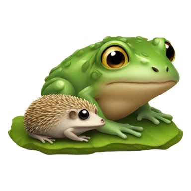 Little frog sitting beside little hedgehog  sticker