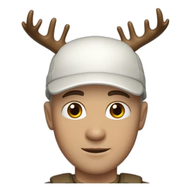White bald man wearing cap with brown eyes with moose antlers  sticker