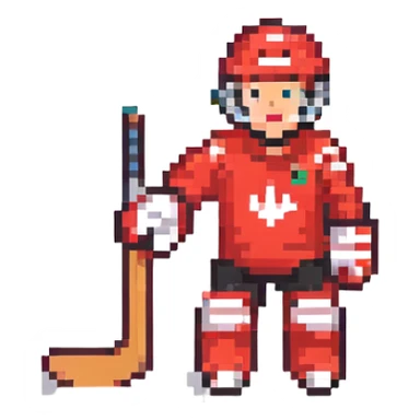 A hockey goalkeeper in red uniform sticker
