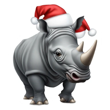 Rhino with Christmas hat  sticker