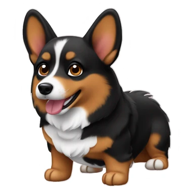 Black corgi 80s pointy ears sticker