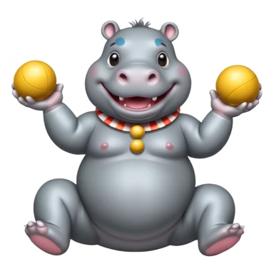 a Circus cute hippo juggling two metal ball sticker