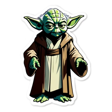 Yoda controls two puppets  sticker