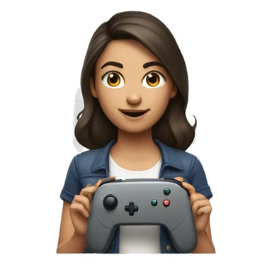 With, brunette girl, with a Nintendo switch controller sticker