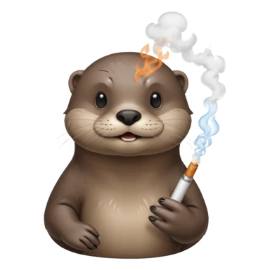 a otter smoking weed surrounded by fumes sticker