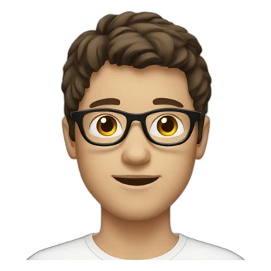 white boy with dark brown hair with circle brown glasses sticker