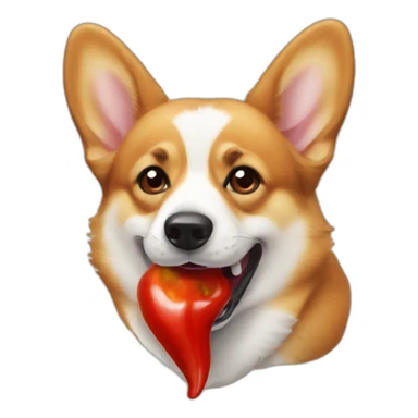 corgi with a spicy pepper in his mouth sticker