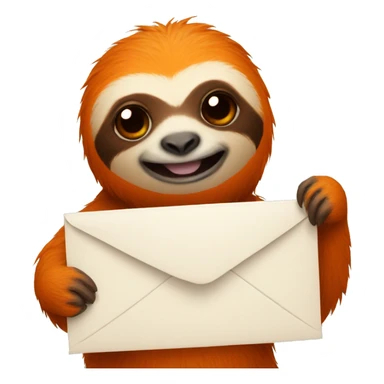 orange sloth holding a letter sticker