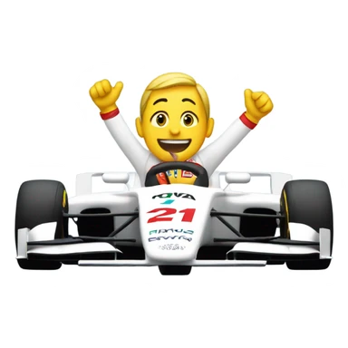 person celebrating in a formula 1 car  sticker