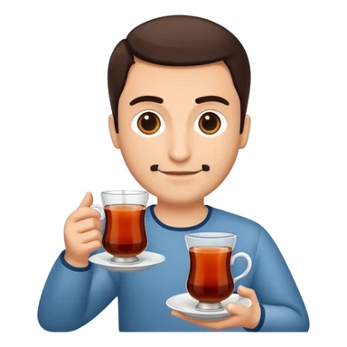man holding turkish tea sticker
