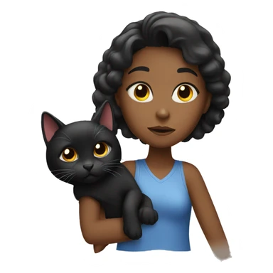 girl who thinking about black cat sticker