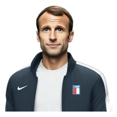 macron avec une veste nike sticker