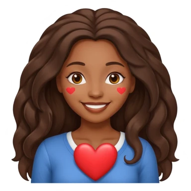 Cute African American woman with long hair,  heart eyes smiling sticker