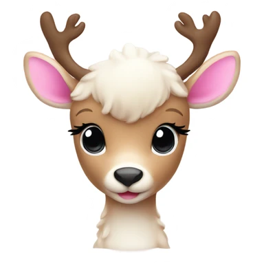 Cute beige baby reindeer white and pink sticker