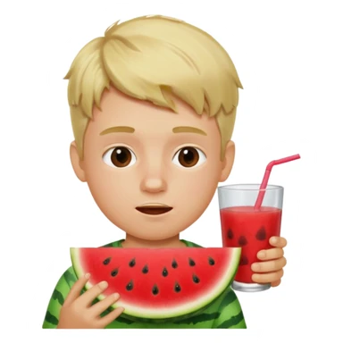blonde boy eating watermelon sticker