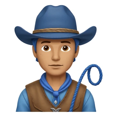 Cowboy with blue hat and lasso sticker