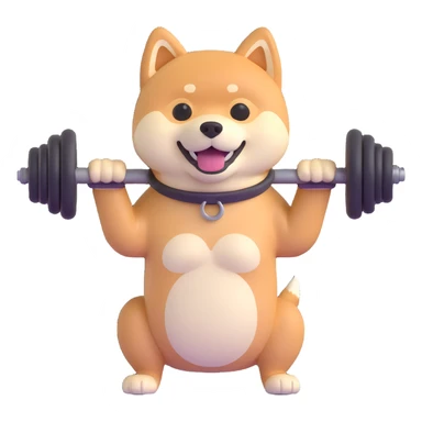 cute shiba inu, lifting weights sticker