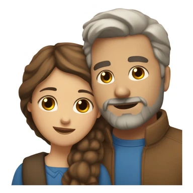 White bearded man with brown hair and blue eyes hugging brown woman with brown hair and brown eyes sticker