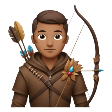 The classic hunter image with a bow and arrow on his back, dressed in brown with some animal made decorations sticker