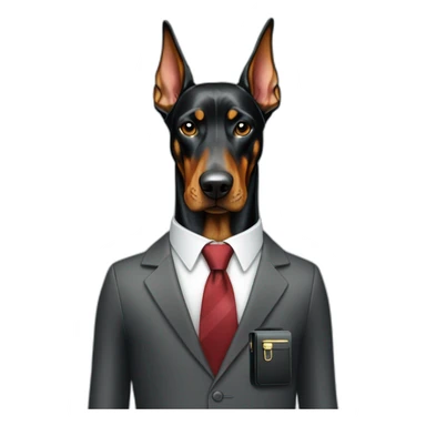 Doberdore dog in tie and with briefcase sticker