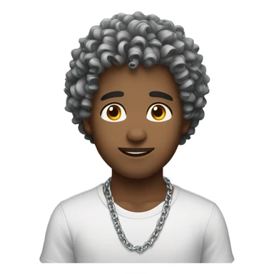 a handsome boy with curly hair and a silver chain around his neck sticker