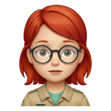 scout girl little with glassess and red hair sticker