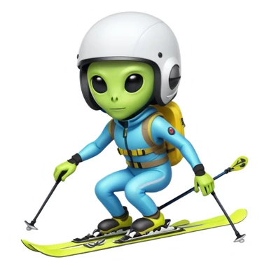 Skiing alien sticker