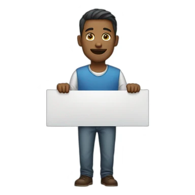 man holding banner sticker