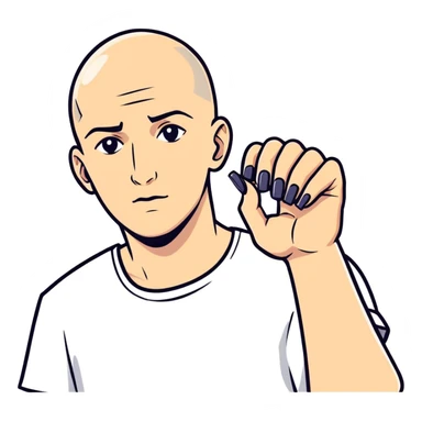 Bald Greek man wit baddie nails sticker