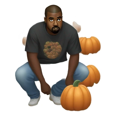 Kanye west squatting over a pumpkin patch sticker