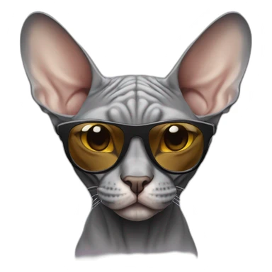 gray Sphynx cat with sunglasses sticker