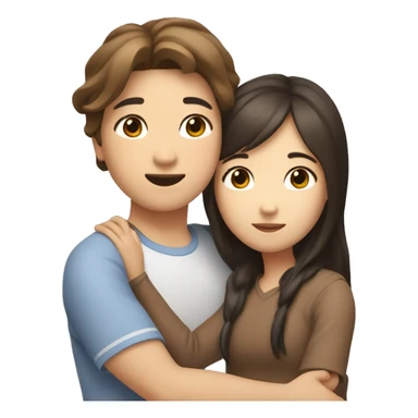 A asian girl with brown hair and whitr highlits hugging an normal asian girl with brown hair sticker