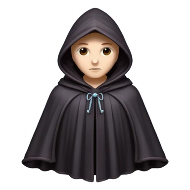 hooded cloak object icon, dark fabric cloak with deep hood, fantasy style, soft folds, 3D cartoon, mobile game icon style, centered, clean background, soft shadow, no text, no watermark
 
 sticker