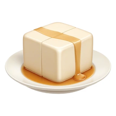 Cinematic Realistic Silken Tofu Dish Emoji, depicted as soft, smooth tofu in a delicate sauce rendered with lifelike detail and gentle, natural lighting. sticker