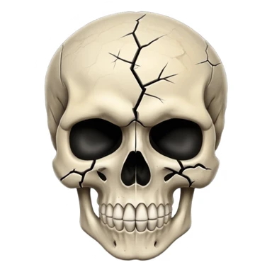 caution skull, black color, bone behind the skull sticker