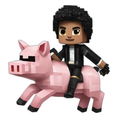 Michael Jackson riding a minecraft pig sticker