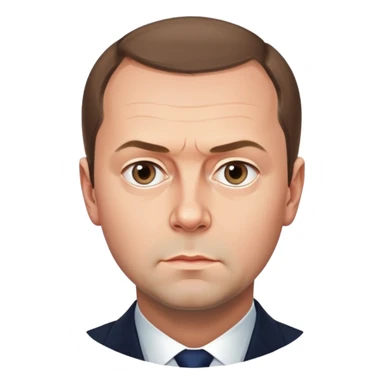Dmitry Medvedev, round face, polished and smooth, realistic facial features, serious expression sticker