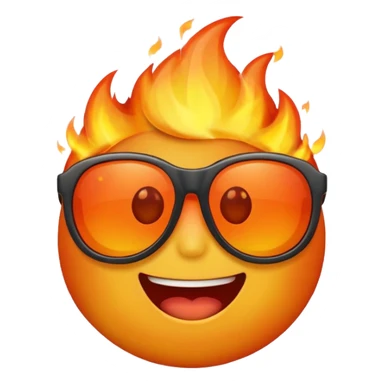 Make a fire emoji with sunglasses but without a face, just fire with glasses.WITHOUT A FACE sticker