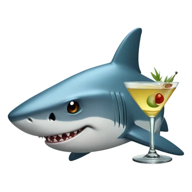 a shark with a martini sticker