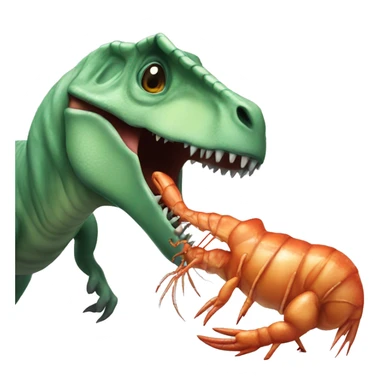 Dinosaur kissing a prawn sticker