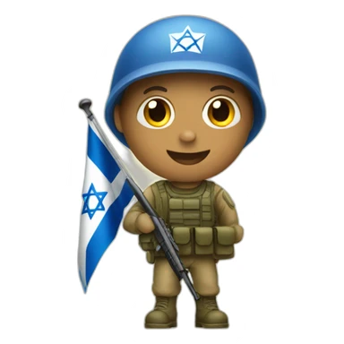 A soldier holding an Israeli flag sticker